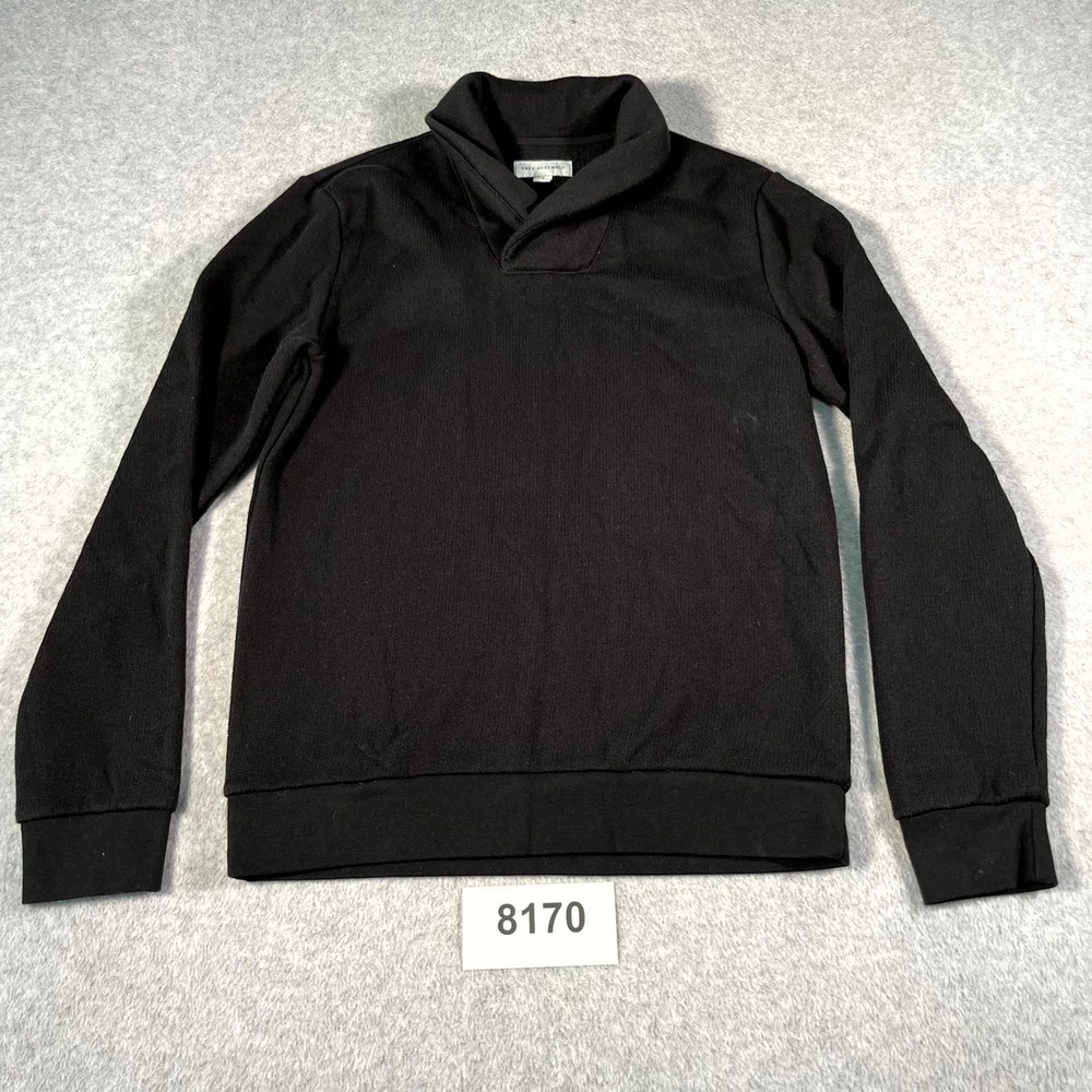 Free Assembly‎ Sweatshirt Mens Small Black Shawl Neck Cotton Casual Pullover